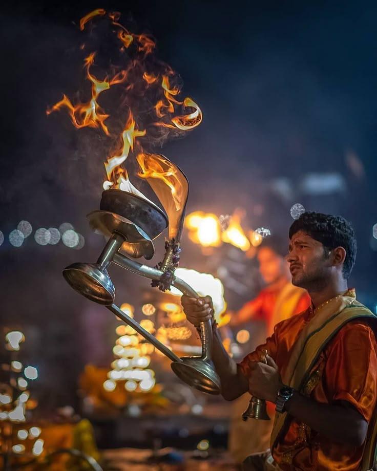 Panoramic view of Varanasi ghats