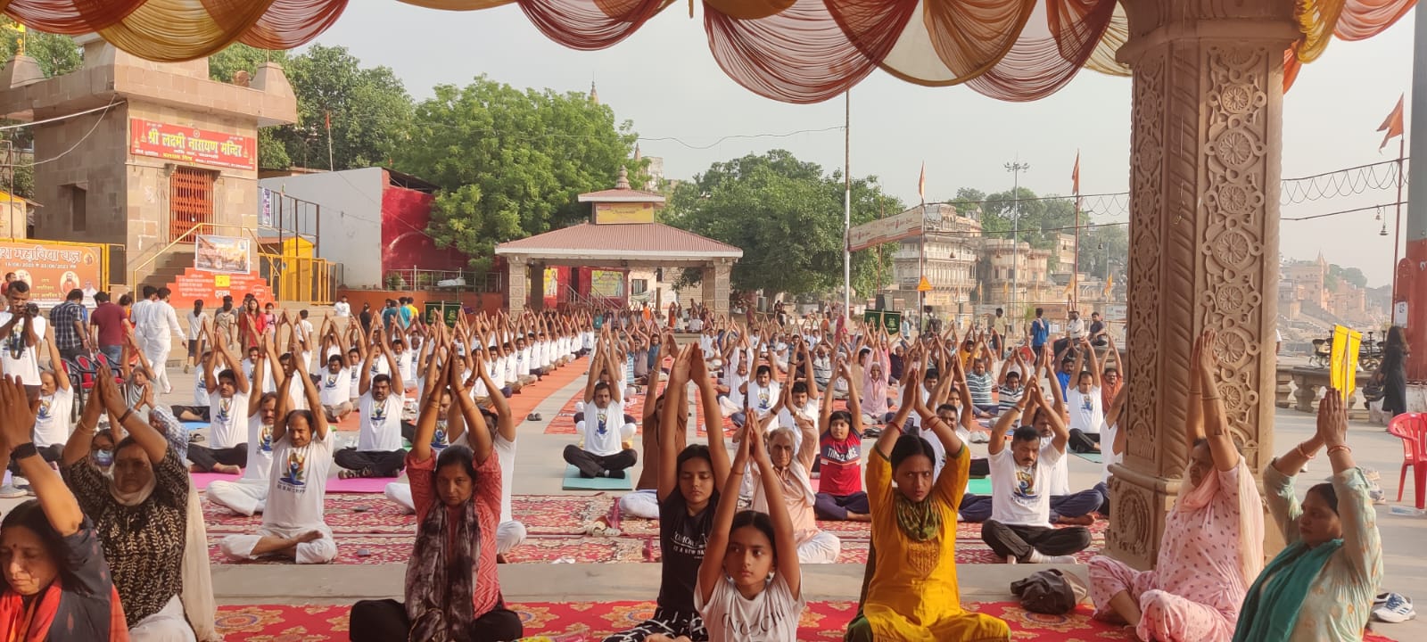 View of Ganga Aarti from the river River view of Ganga Aarti ceremony