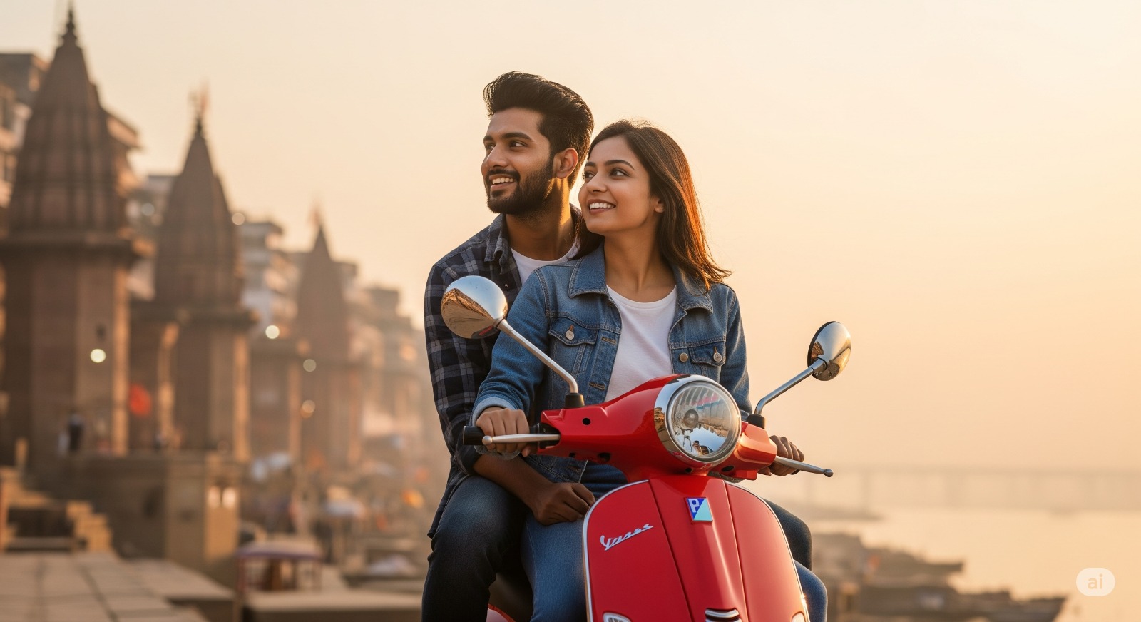 Self-drive scooter option for exploring ghats Scooty at Varanasi ghat