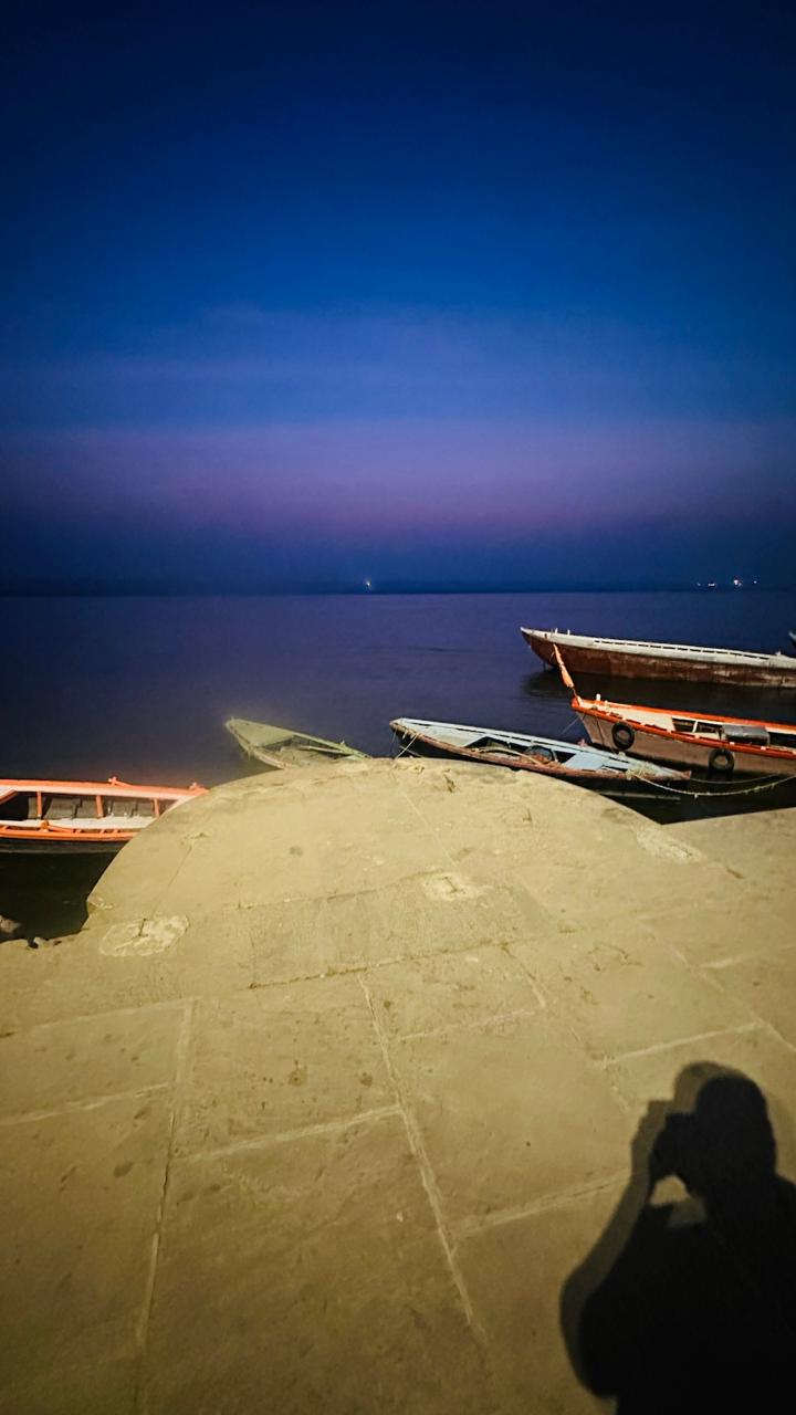 Beautiful evening view of Varanasi ghats Evening ghat view